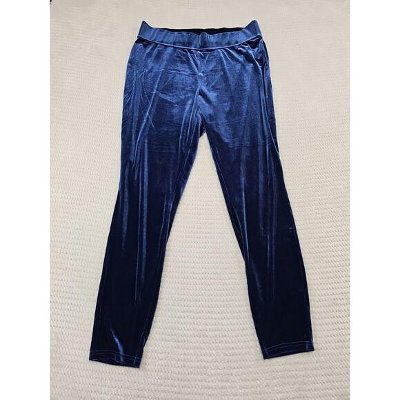 Lands End Leggings Womens XL 18 Blue Velvet Pull On Stretch - Picture 1 of 8